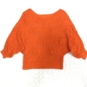Sans Souci Open Knit Crochet Dolman Sweater